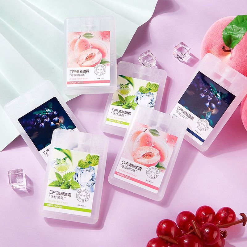 High quality fresh breath 12ml peach or mint perfume spray mouth odor portable fruit flavor Oral freshing breath spray