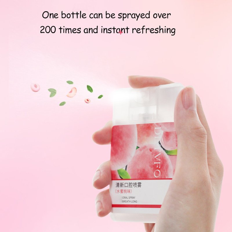 Portable Peach Mint Bad Breath Remove Perfume Mist Mouth Odor Breath Control Spray Oral Spray Breath Freshener