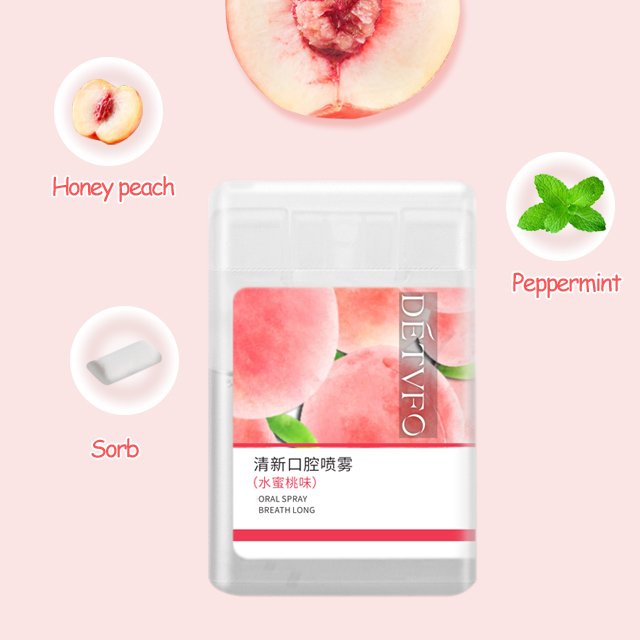 Portable Peach Mint Bad Breath Remove Perfume Mist Mouth Odor Breath Control Spray Oral Spray Breath Freshener