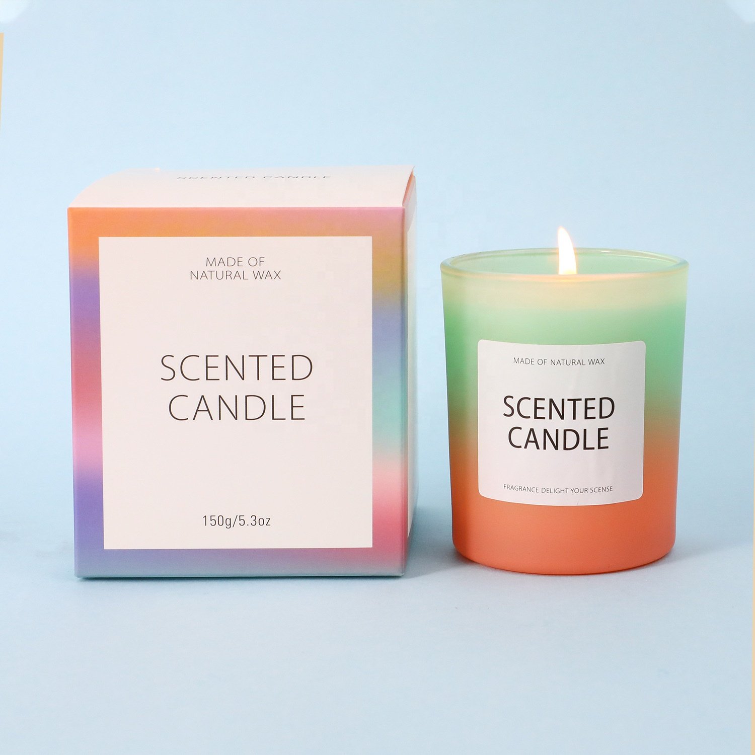 [Christmas Picks] Natural Christmas Widely Used Gradient Color Soy Wax Glass Jar Scented Candle With Box