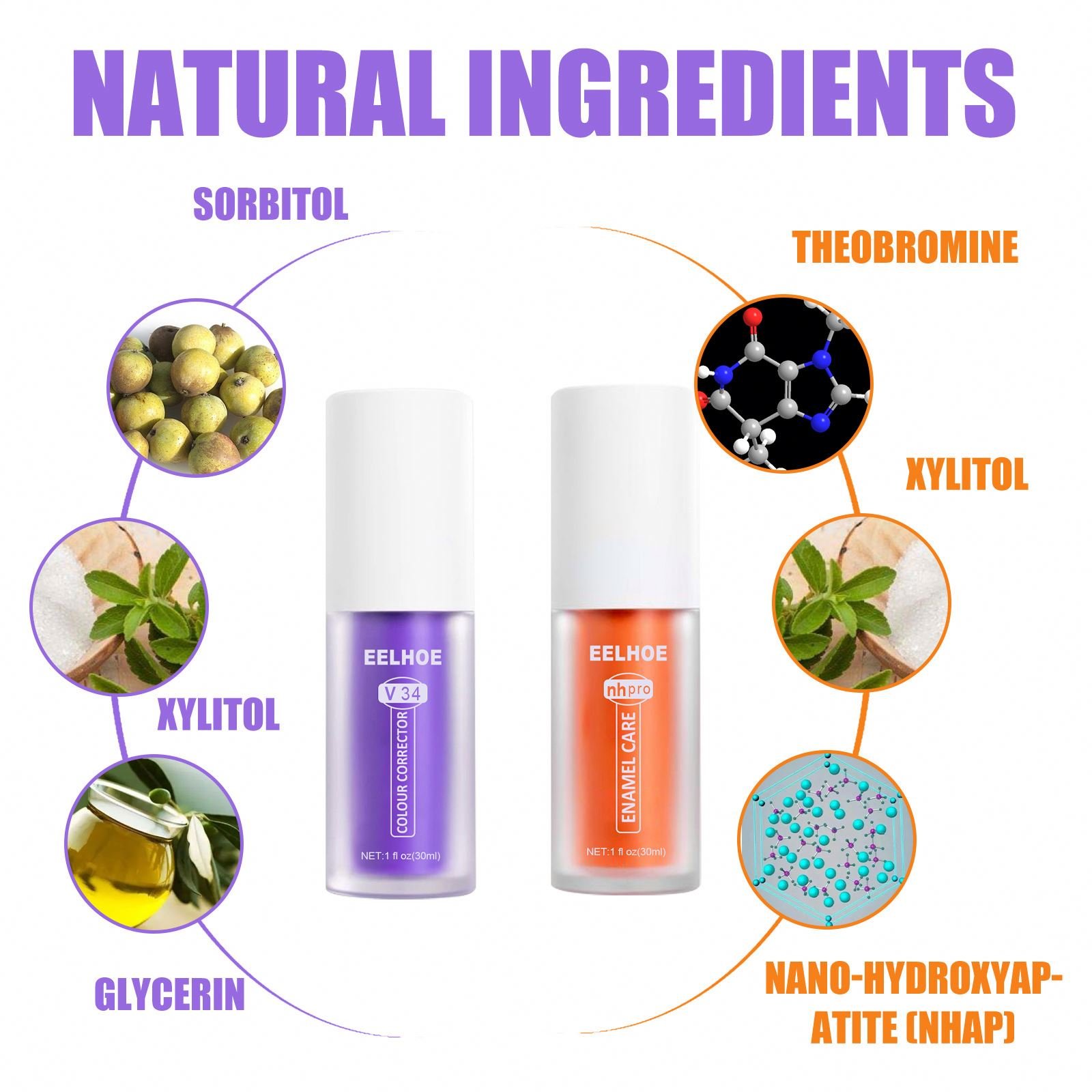 Costom Oem Private Label Colour Teeth Whitening Purple V34 Logo Colour Corrector Serum Toothpaste Whitening Foam Toothpaste
