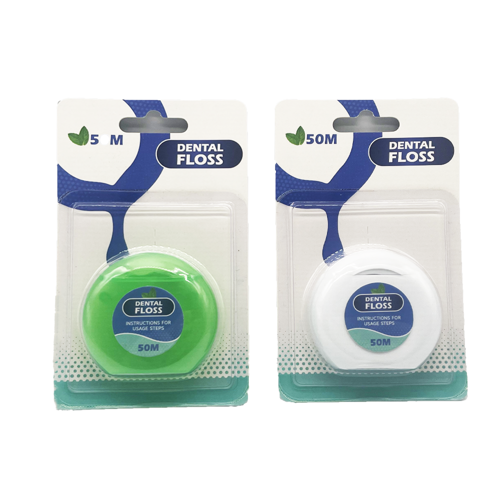 Biodegradable 50m Waxed Dental Pick Tooth Cleaner Card Packing Manufacturer Available Bamboo/Corn/Charcoal/Silk Mint Flavored