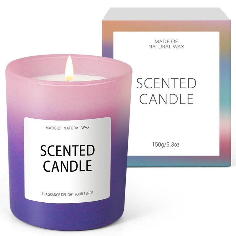 Natural Organic Soy Wax Rose Scented Candle in Gradient Color Widely Used for Christmas in a New Pillar Jar with Box