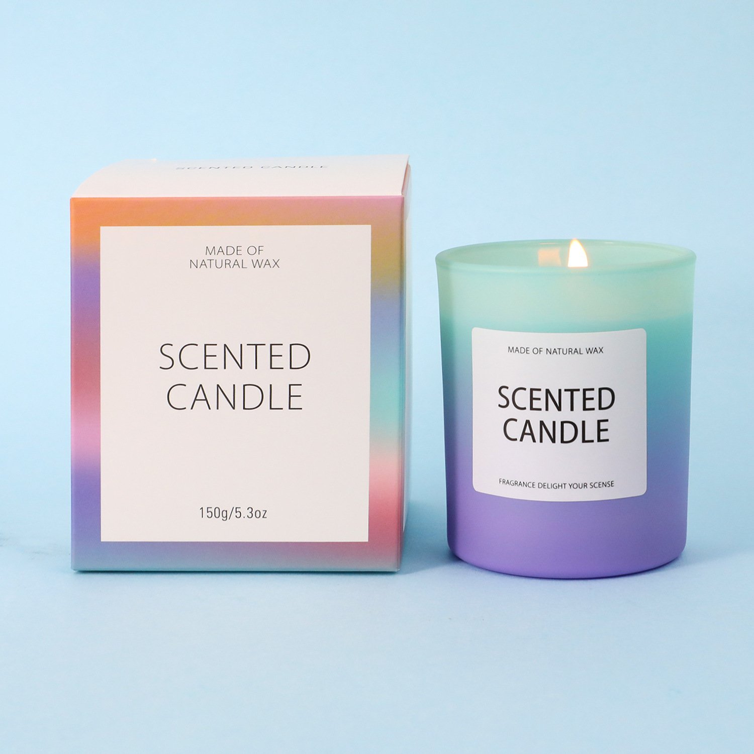 Natural Organic Soy Wax Rose Scented Candle in Gradient Color Widely Used for Christmas in a New Pillar Jar with Box
