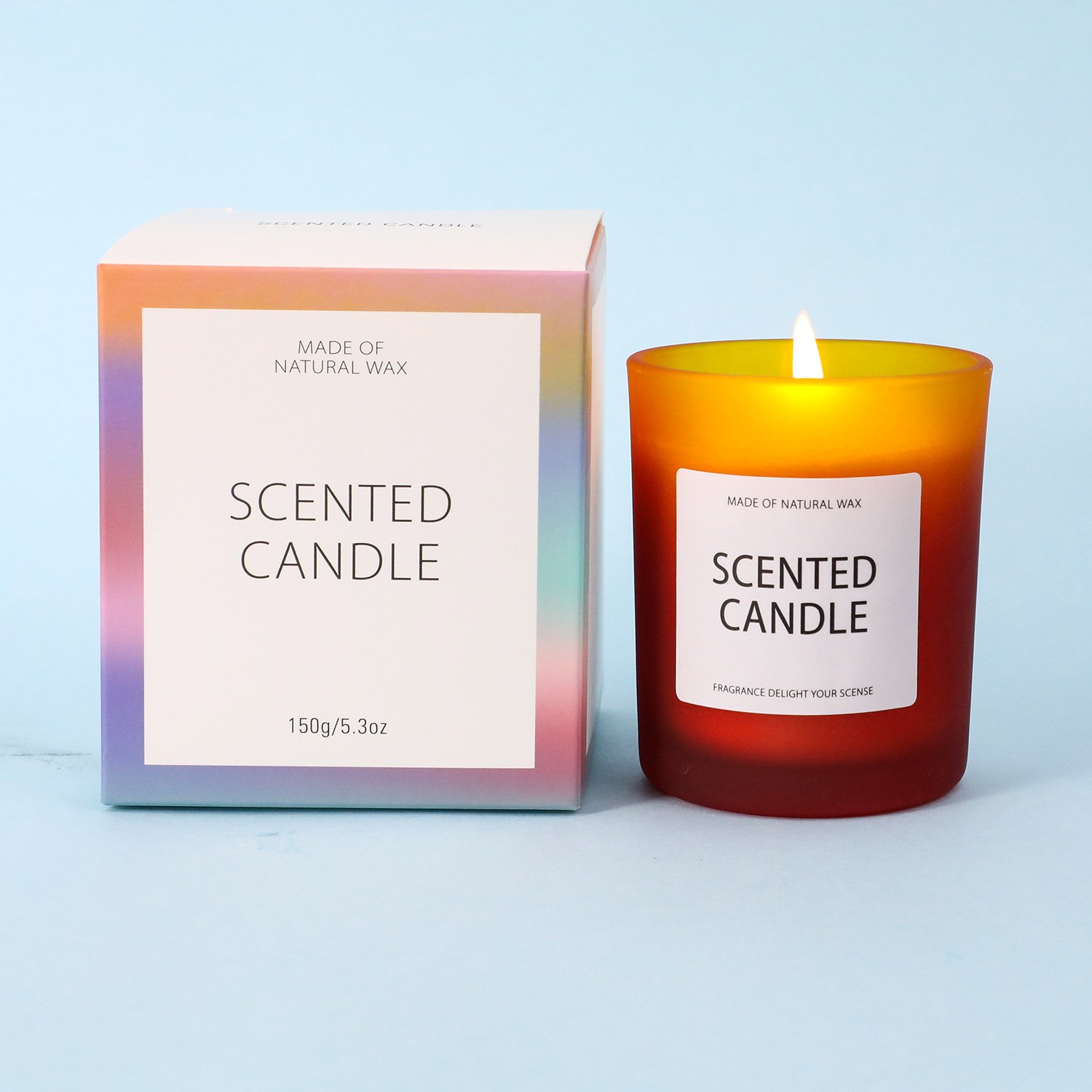 Natural Organic Soy Wax Rose Scented Candle in Gradient Color Widely Used for Christmas in a New Pillar Jar with Box