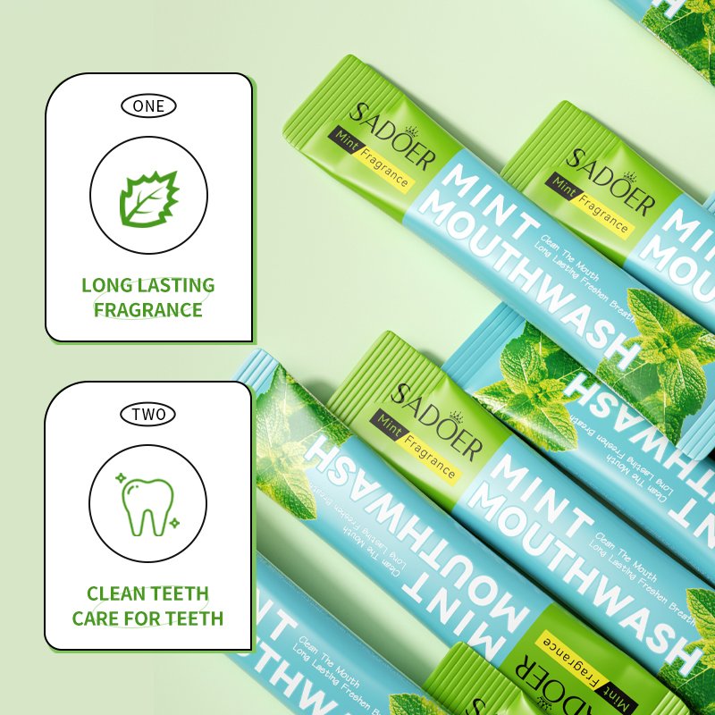 SADOER Mint Mouthwash Freshens Breath Cleaning care Oral Disposable portable organic mouthwash wholesale