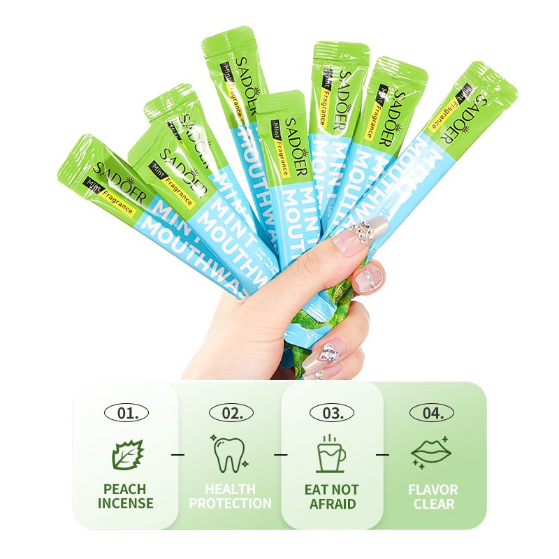 SADOER Mint Mouthwash Freshens Breath Cleaning care Oral Disposable portable organic mouthwash wholesale