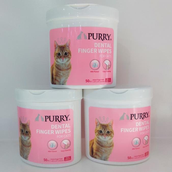 PURRY Cat Dental Wipes Finger Brushing Wipes Milk Flavour Cleaning Teeth Pads for Cats and Dogs