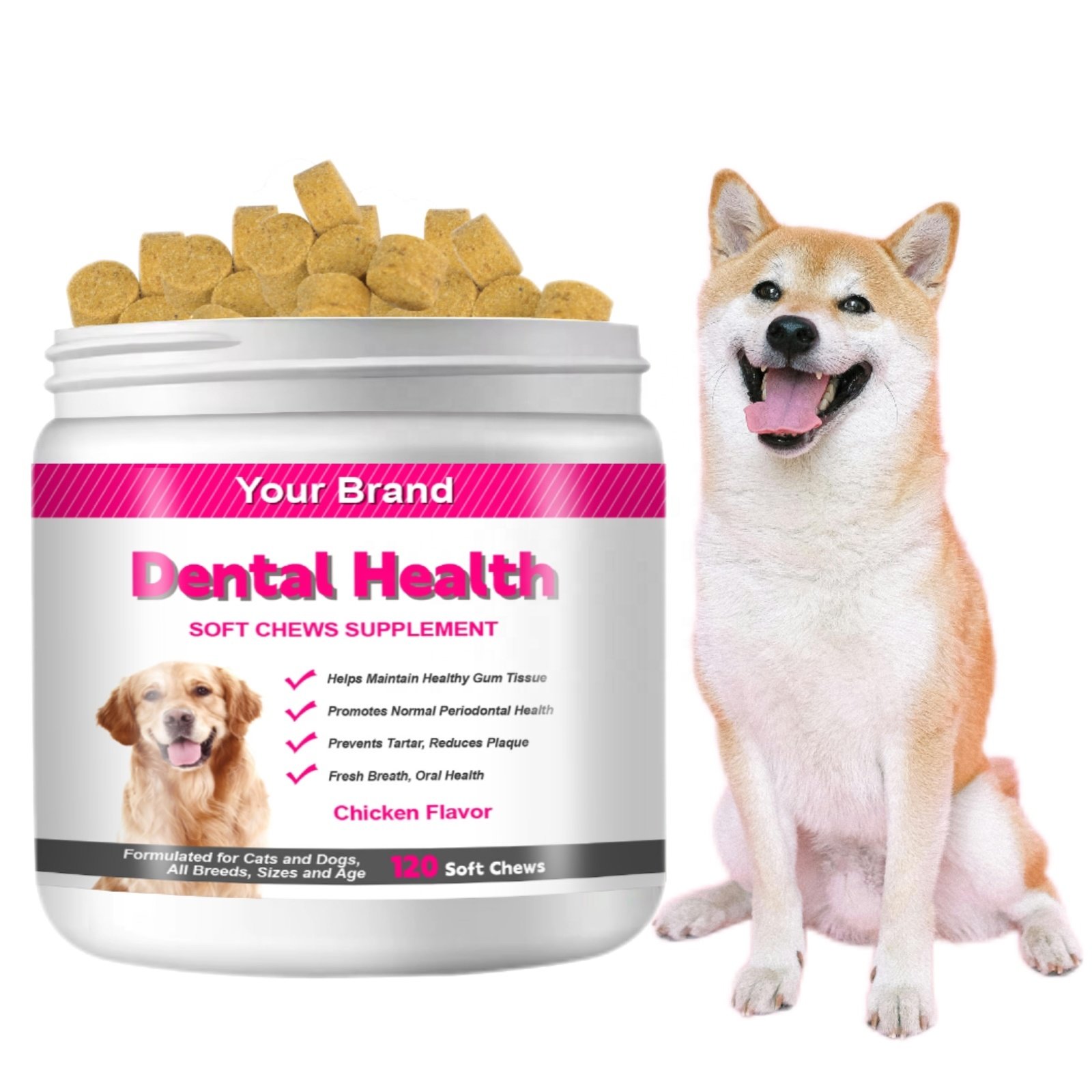 Private Label Dog Dental Care Healthy Care Supplement Soft Chews