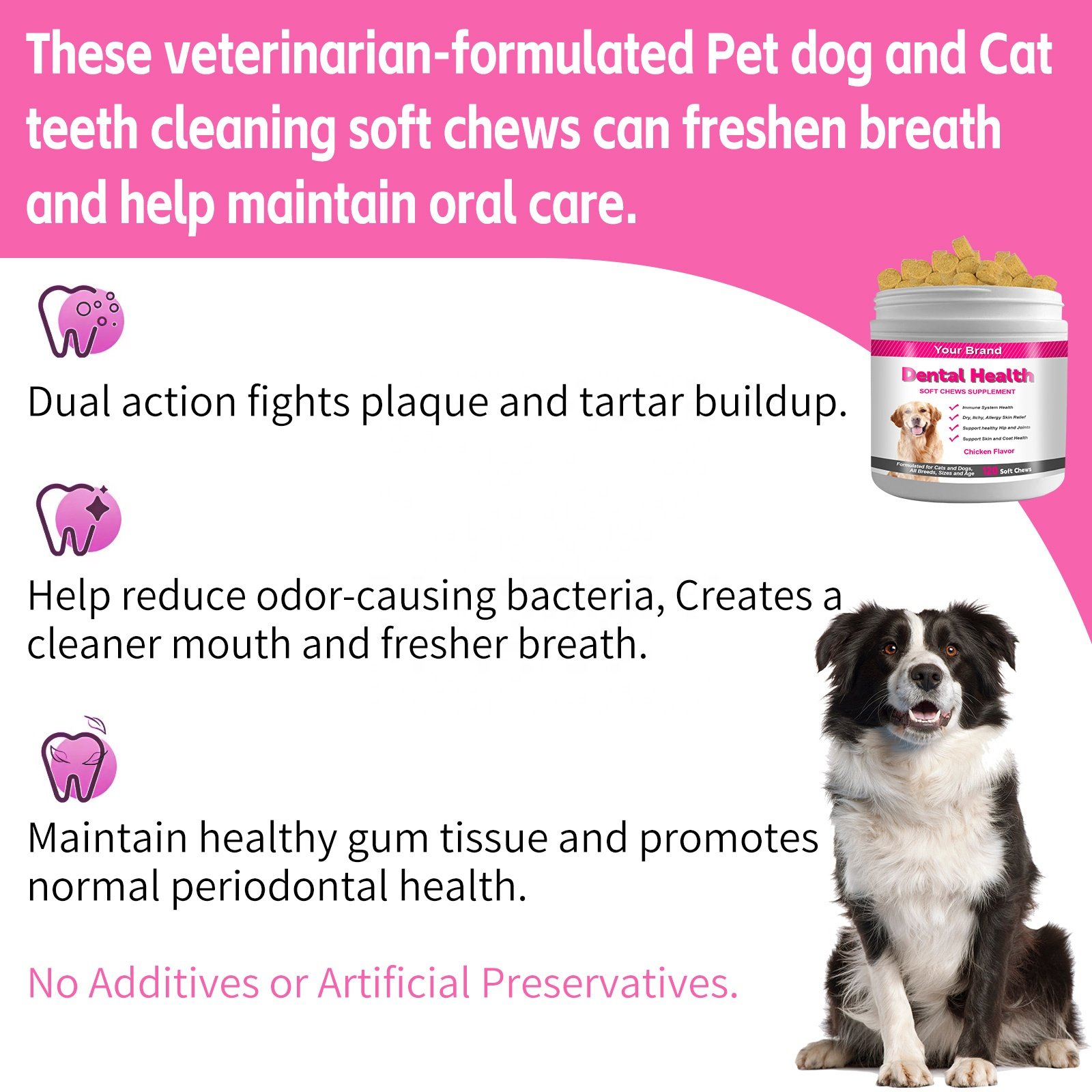 Private Label Dog Dental Care Healthy Care Supplement Soft Chews