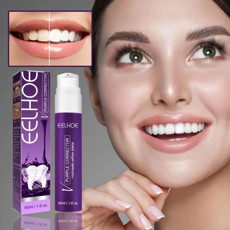 EELHOE 50ML Teeth Stains Remover Teeth Whitening Purple Toothpaste Corrector Mouth Breath Freshener Sensitive Teeth Care
