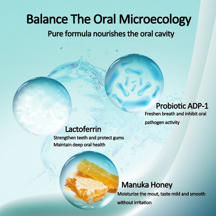 Wholesale Oem probiotics 0 Alcohol Manuka Honey Portable mouth spray before kiss different Flavor Reduce Odor Breath Fresheners