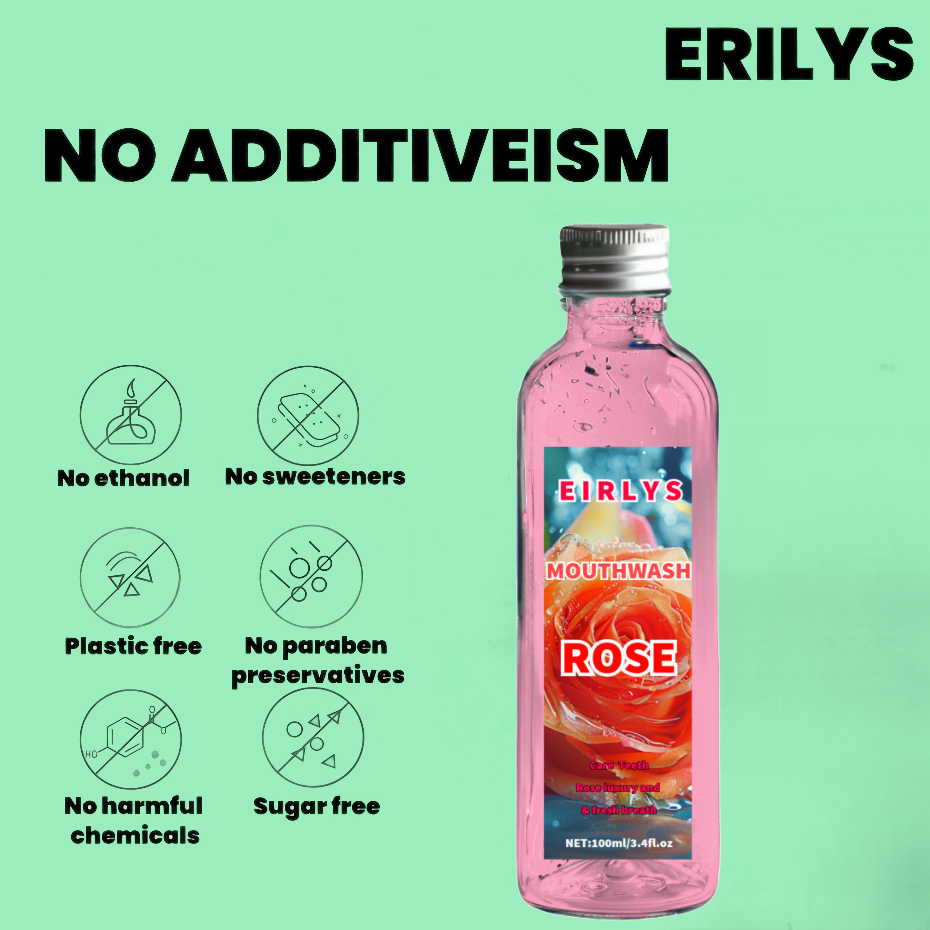 ROSE Premium Quality Lemon Strawberry Flavored Mouthwash Travel-Friendly Fresh Tasting Rinse Breath Freshening Free Available