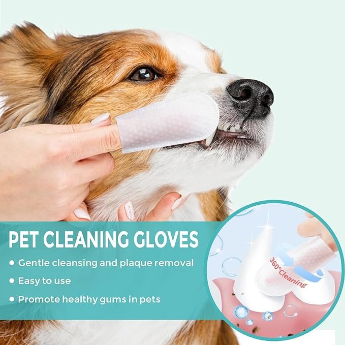 50pcs Dental Care Finger Wipes Reduces Plaque Freshens Breath Teeth Pet Cleaning Teeth Finger Wipes Remove Tartar
