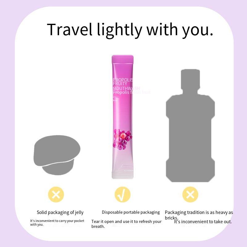 Wholesale RTS RongYao Sachet Pocket Mouth Wash Fresh Fruit Mint Fragrance Breath Fresherners Portable Propolis Mouthwash