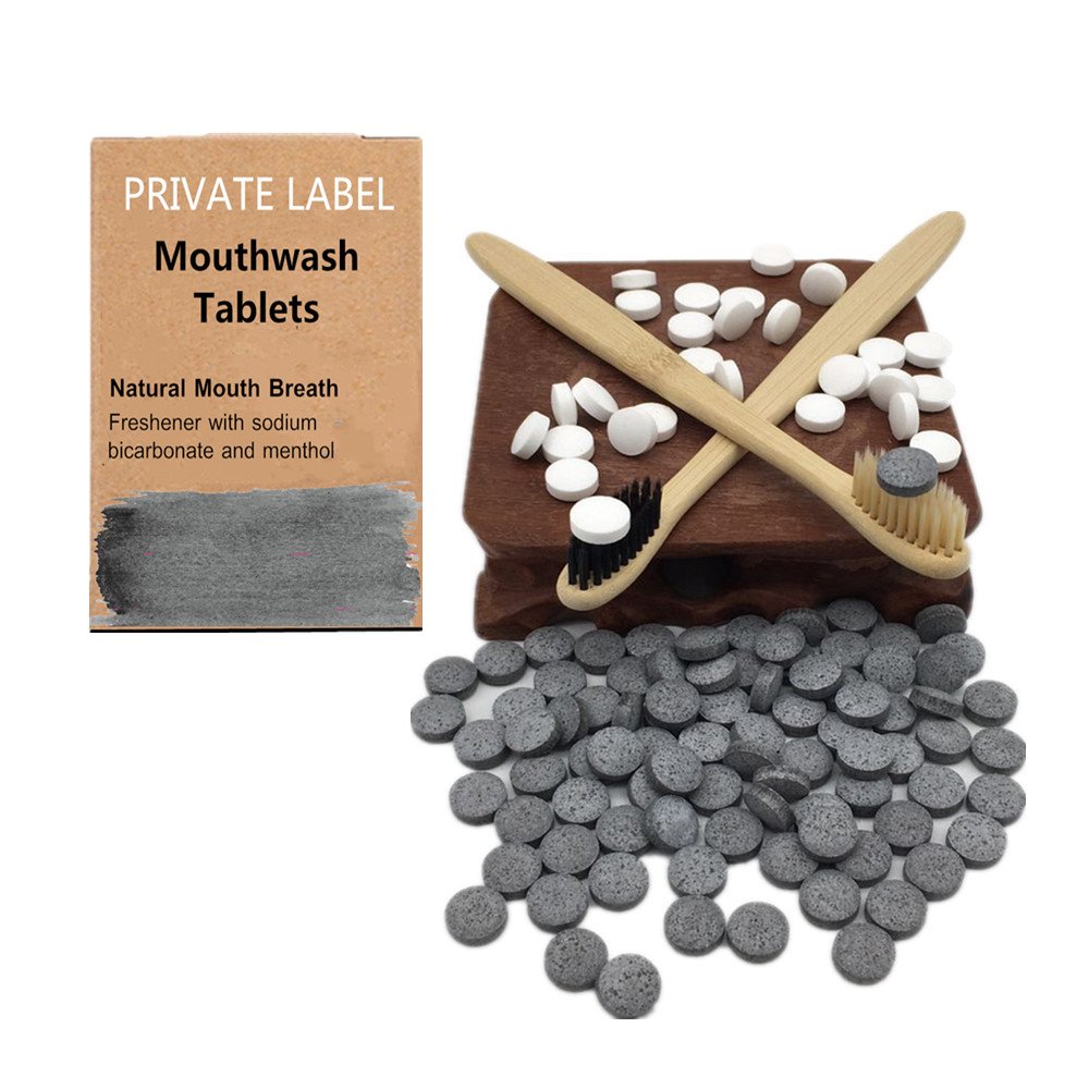 100% Natural Mint Freshener Breath Charcoal mouth wash Tablets
