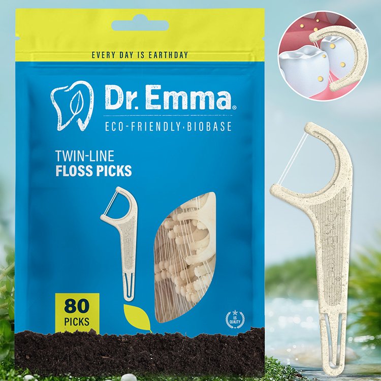 Mint flavor 80 bags of durable and environmentally friendly Twin lline dental floss sticks