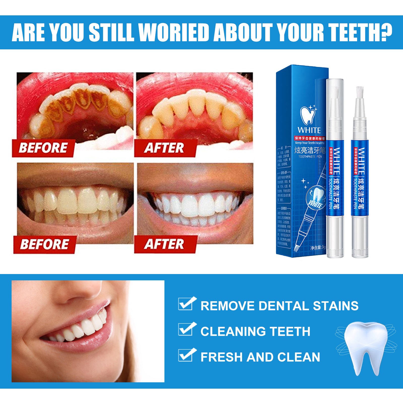 Professional Custom Dental 3ml Teeth Whitening Gel Press Pen Twist Teeth Whitening Pen