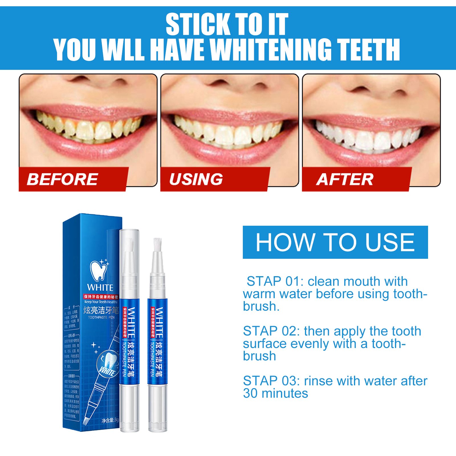 Professional Custom Dental 3ml Teeth Whitening Gel Press Pen Twist Teeth Whitening Pen