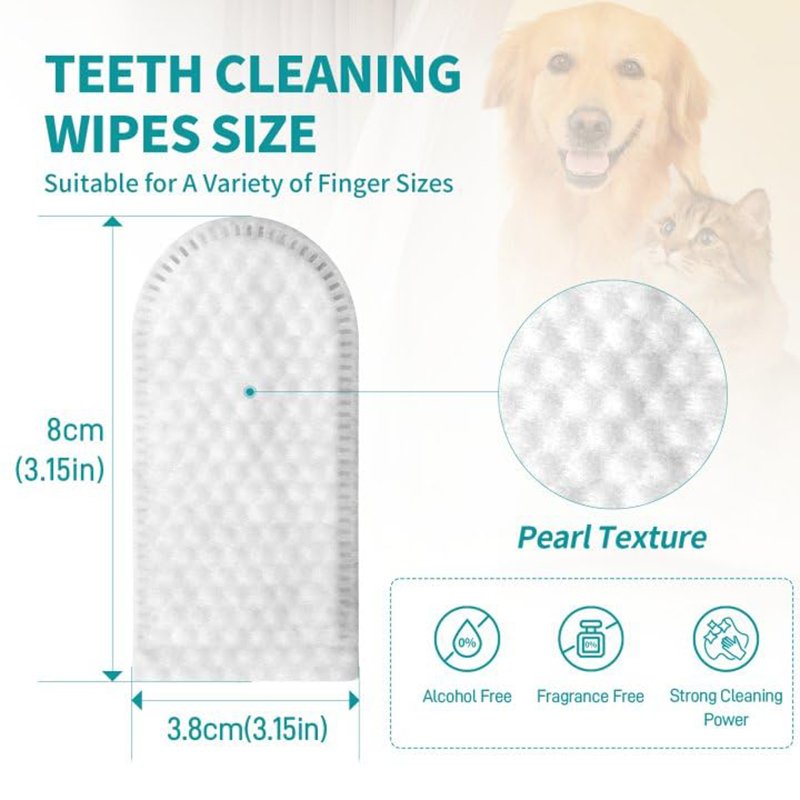 Natural Pet Dental Care Freshens Breath Cat Dog Teeth Cleaning Finger Wipe Pet Dental Wipes