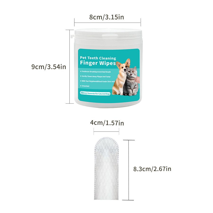 Natural Pet Dental Care Freshens Breath Cat Dog Teeth Cleaning Finger Wipe Pet Dental Wipes