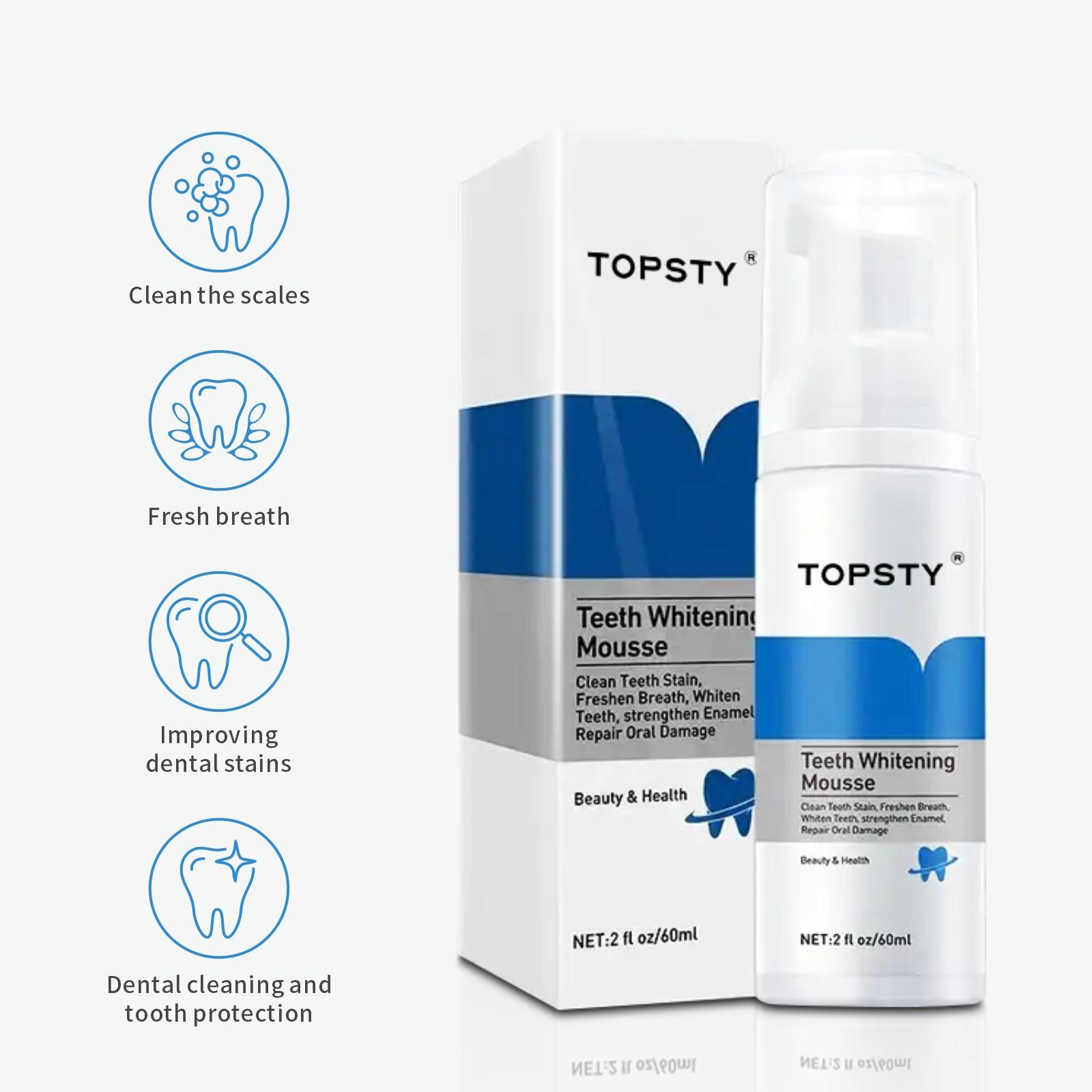 Easy to use Teeth Whitener Foam for White Teeth, Freshens Breath, Fights Bad Breath toothpaste