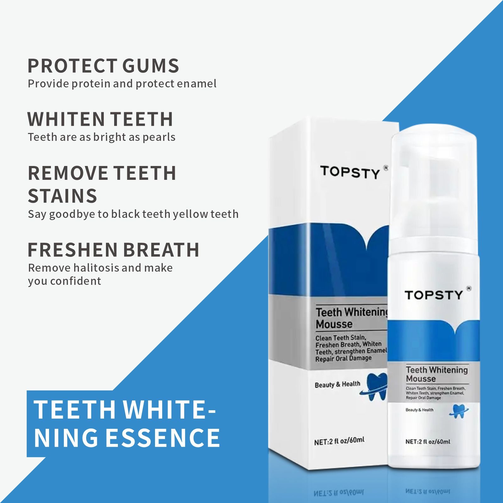 Easy to use Teeth Whitener Foam for White Teeth, Freshens Breath, Fights Bad Breath toothpaste