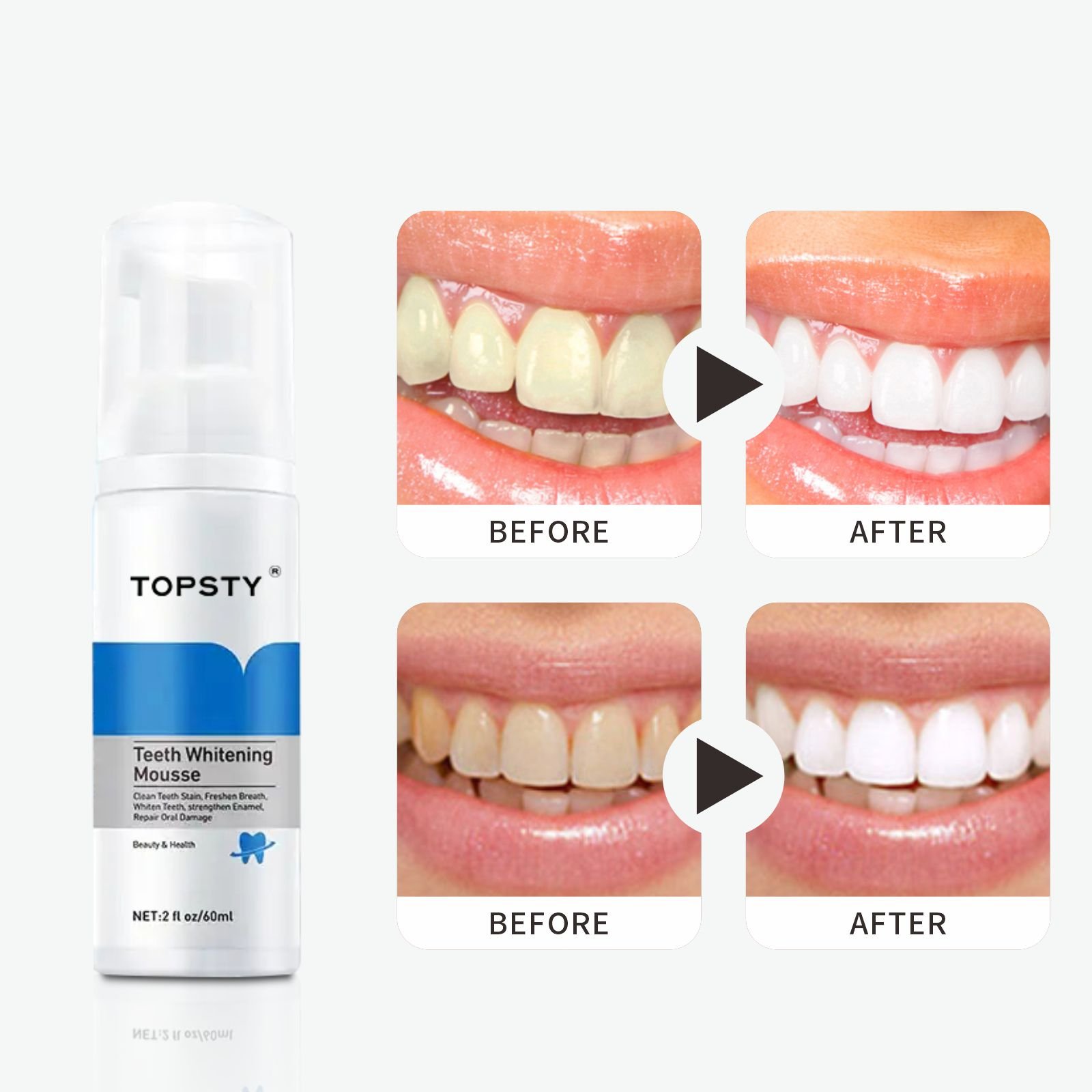Easy to use Teeth Whitener Foam for White Teeth, Freshens Breath, Fights Bad Breath toothpaste
