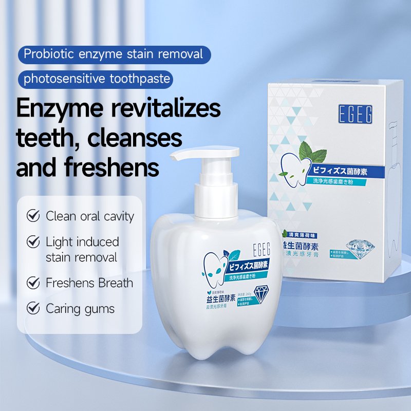 Removes Stains Bad Breath Organic Soda Toothpaste Whitening Teeth Probiotics Enzymes Toothpaste