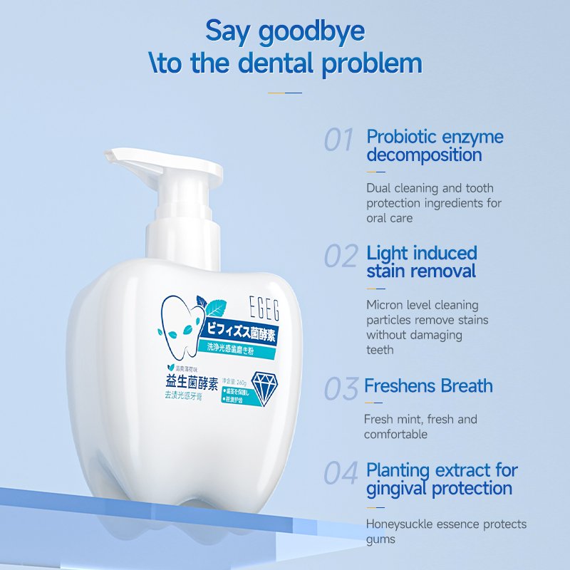 Removes Stains Bad Breath Organic Soda Toothpaste Whitening Teeth Probiotics Enzymes Toothpaste