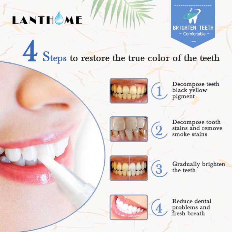 LANTHOME Wholesale Private Label 4ML Natural Organic Teeth Care Teeth Whitening Liquid Cleaning Dental Dentifrice Gel Pen