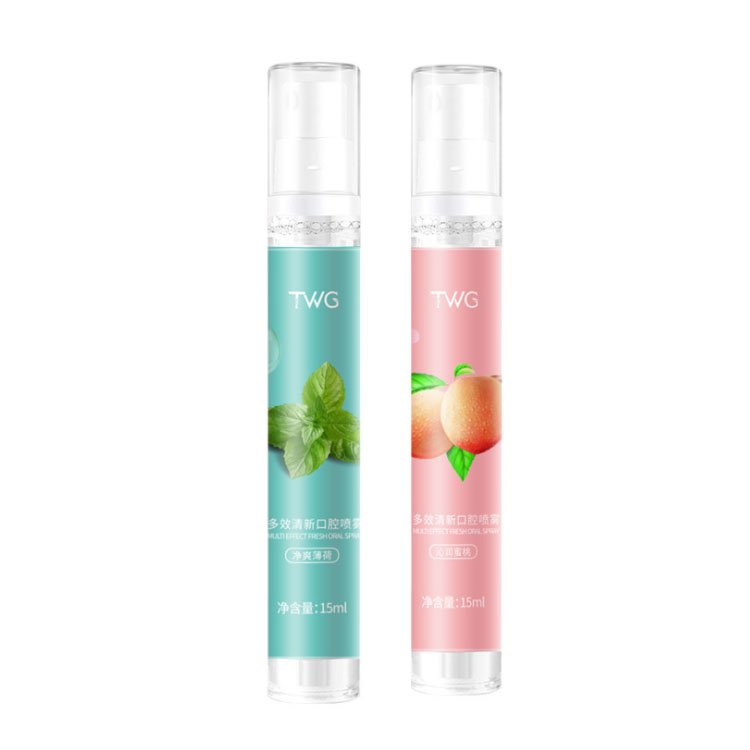 Fruit Flavor Peach Breath Freshener Oral Spray Mint Flavor Portable Breath Cleansing Spray