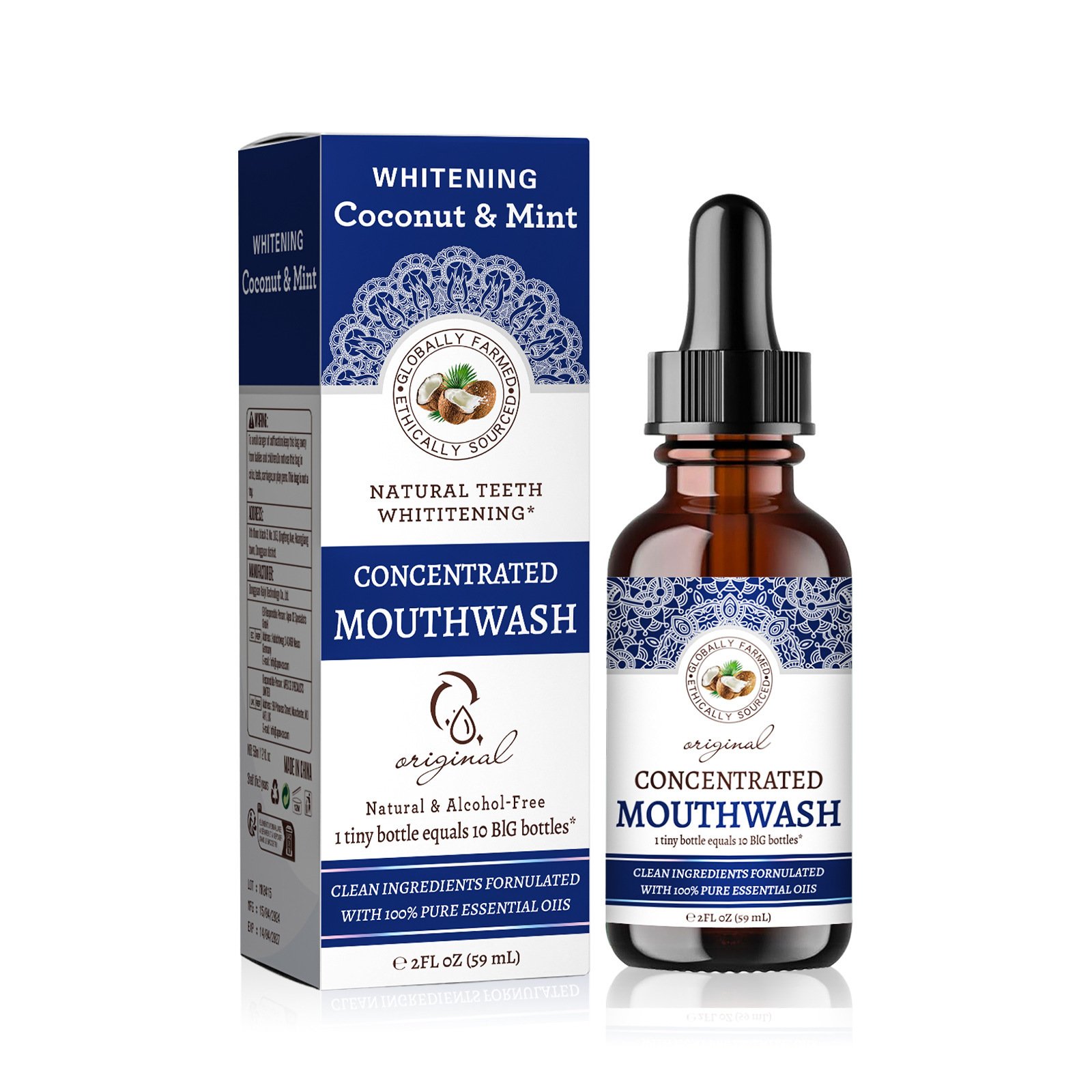 Fluoride-Free Mint Concentrated coconut Mouthwash with Natural Essential Oils Supports 300 Rinses Aids in Fresh Breath