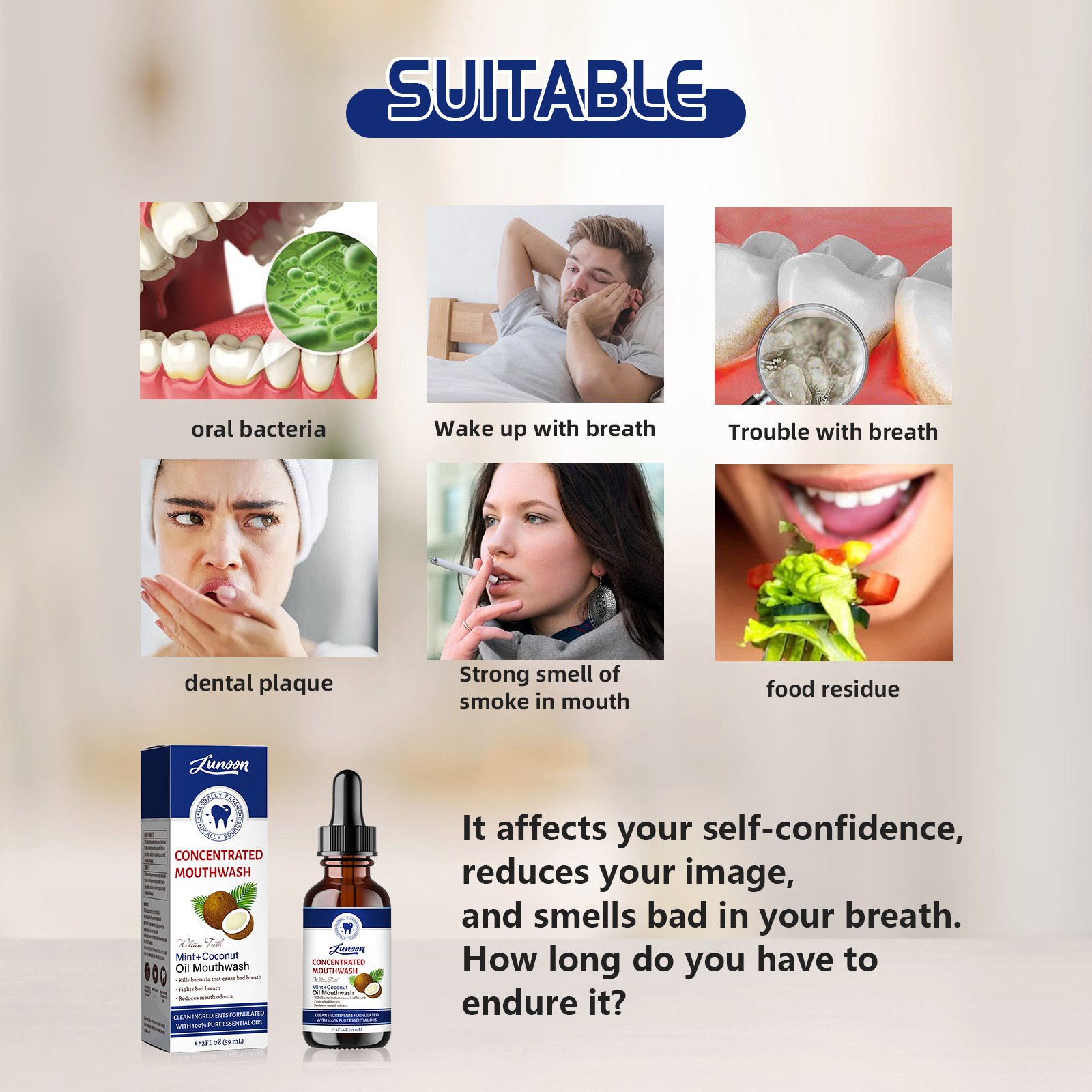 Fluoride-Free Mint Concentrated coconut Mouthwash with Natural Essential Oils Supports 300 Rinses Aids in Fresh Breath