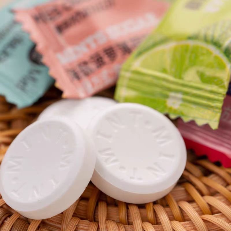 Factory direct sale custom personal label mint candy fresh breath fruits tablet candy mint hard candy slice