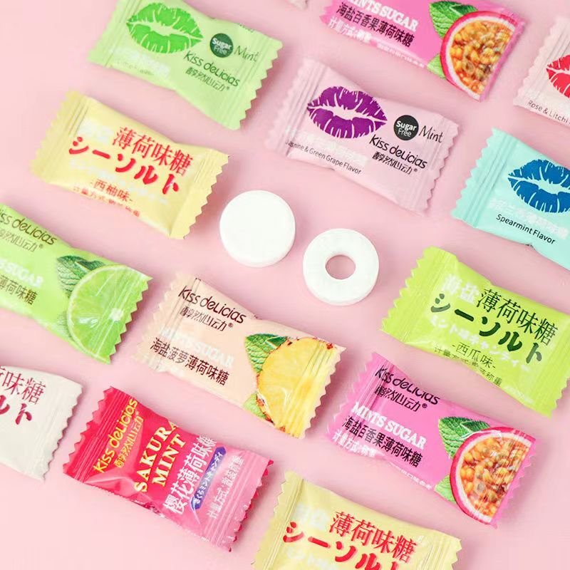 Factory direct sale custom personal label mint candy fresh breath fruits tablet candy mint hard candy slice