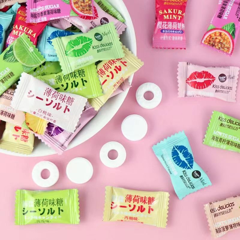 Factory direct sale custom personal label mint candy fresh breath fruits tablet candy mint hard candy slice