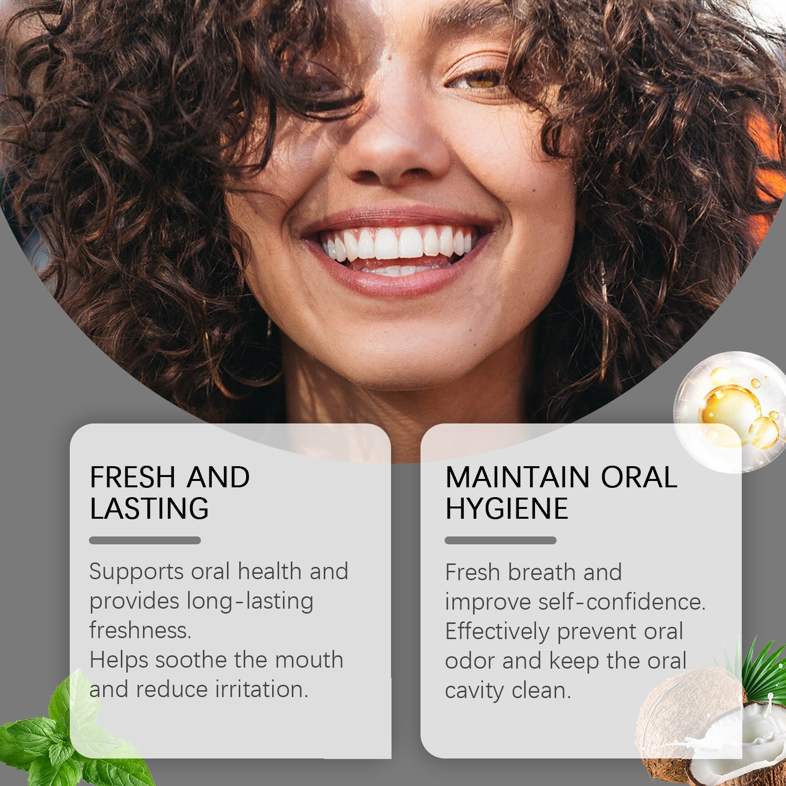 Eliminate yellowing of the mouth restore oral health freshen breath remove oral residues and hidden stains coconut oil mouthwash