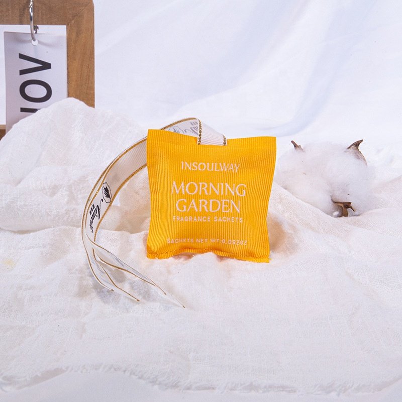 New Design Portable Hanging Car Air Freshener Aromatherapy Durable Fragrant Pouch Woven Fabric Scented Sachet Bag with Ribbon