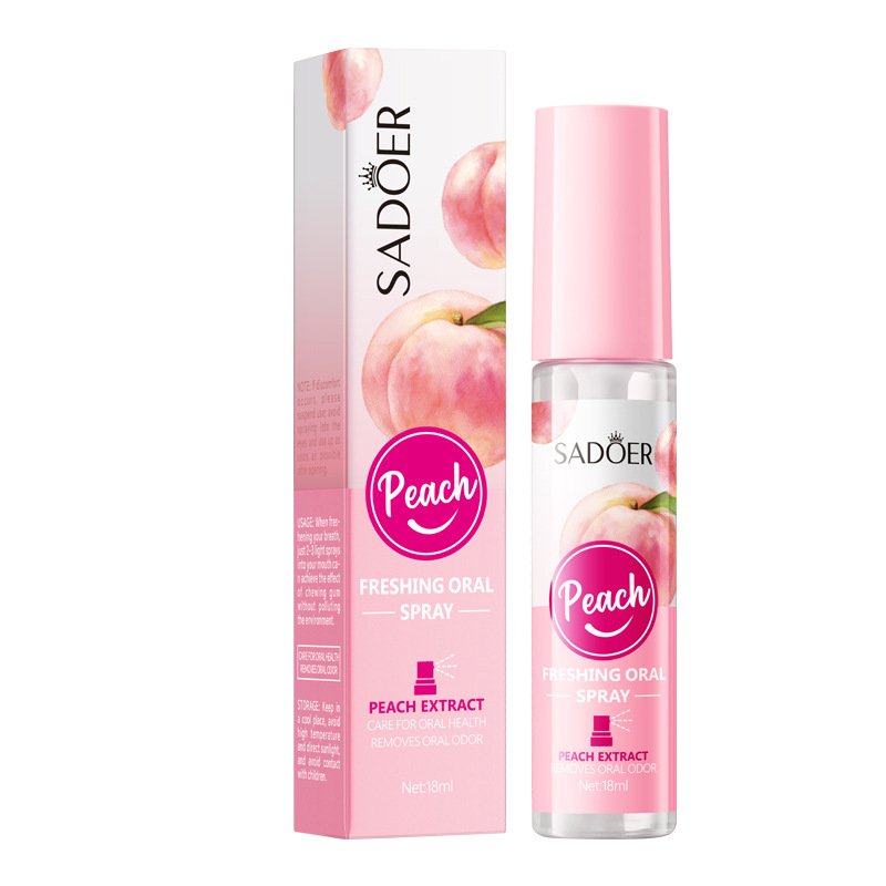 New 2024 freshing oral spray oral health caring bad breath removing mint lemon peach small mouth spray bottle for bad breath