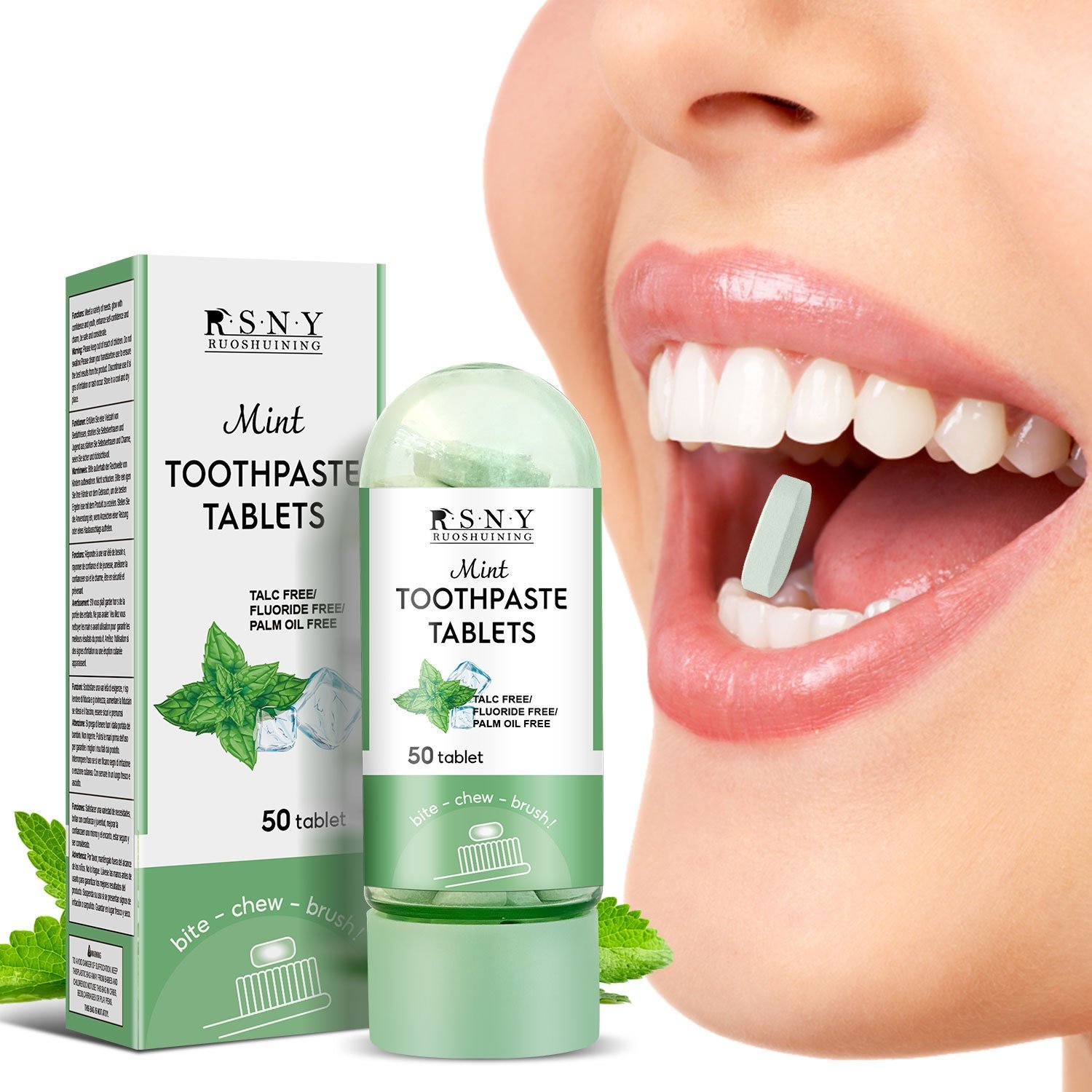 Fresh Mint Natural Flavored Breath Fresheners 50 Pieces Oral Care Toothpaste Fruit-Based Breath Spray Toothpaste For Teeth