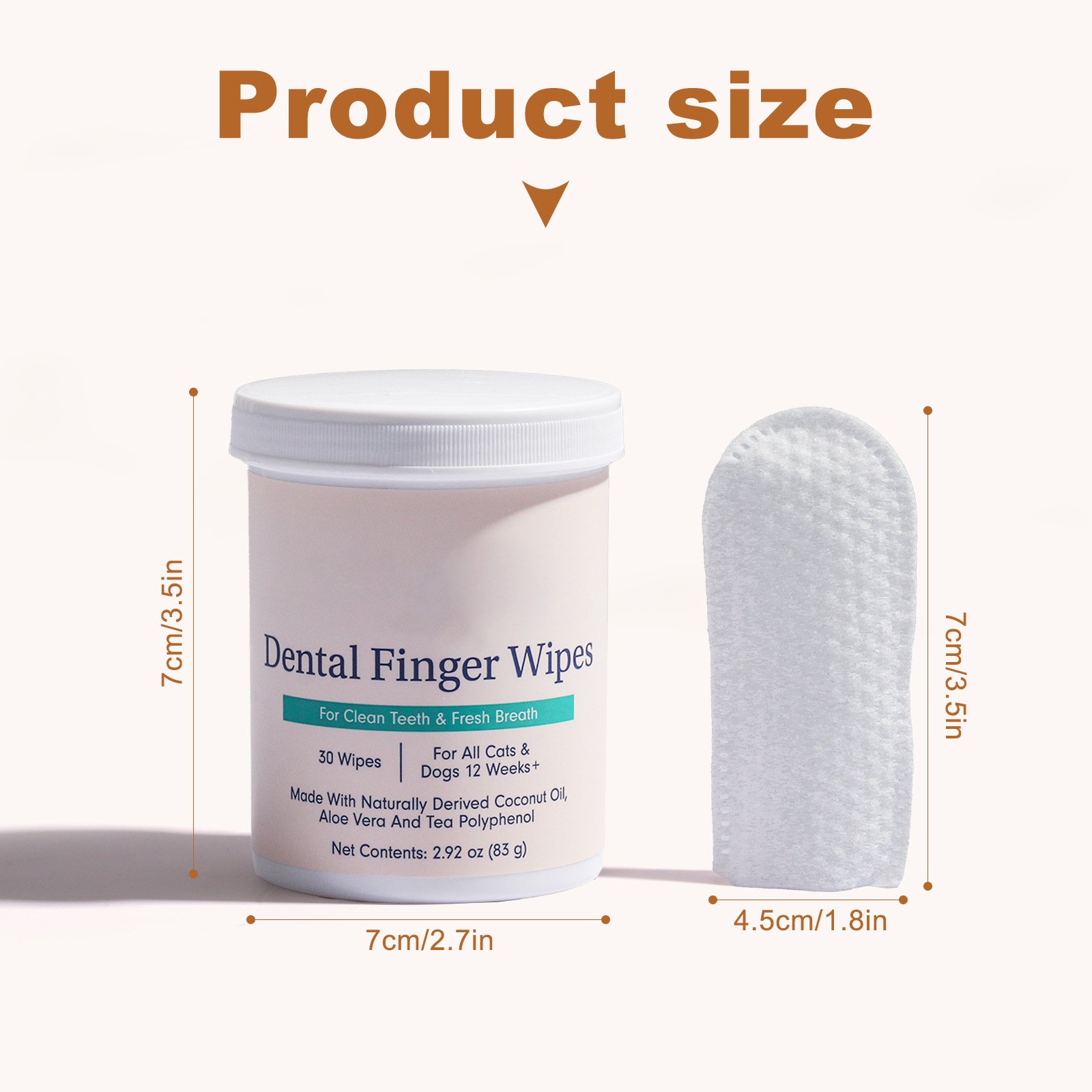 Pet Dental Care Finger Wipes 60 Counts,Teeth Cleaning Finger Wipes for Dogs & Cats,Reduces Plaque & Freshens Breath