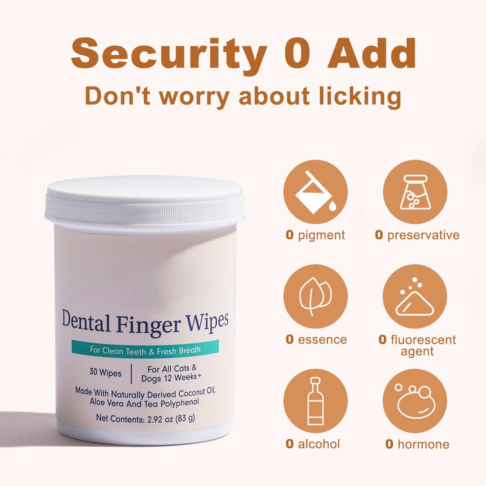 Pet Dental Care Finger Wipes 60 Counts,Teeth Cleaning Finger Wipes for Dogs & Cats,Reduces Plaque & Freshens Breath