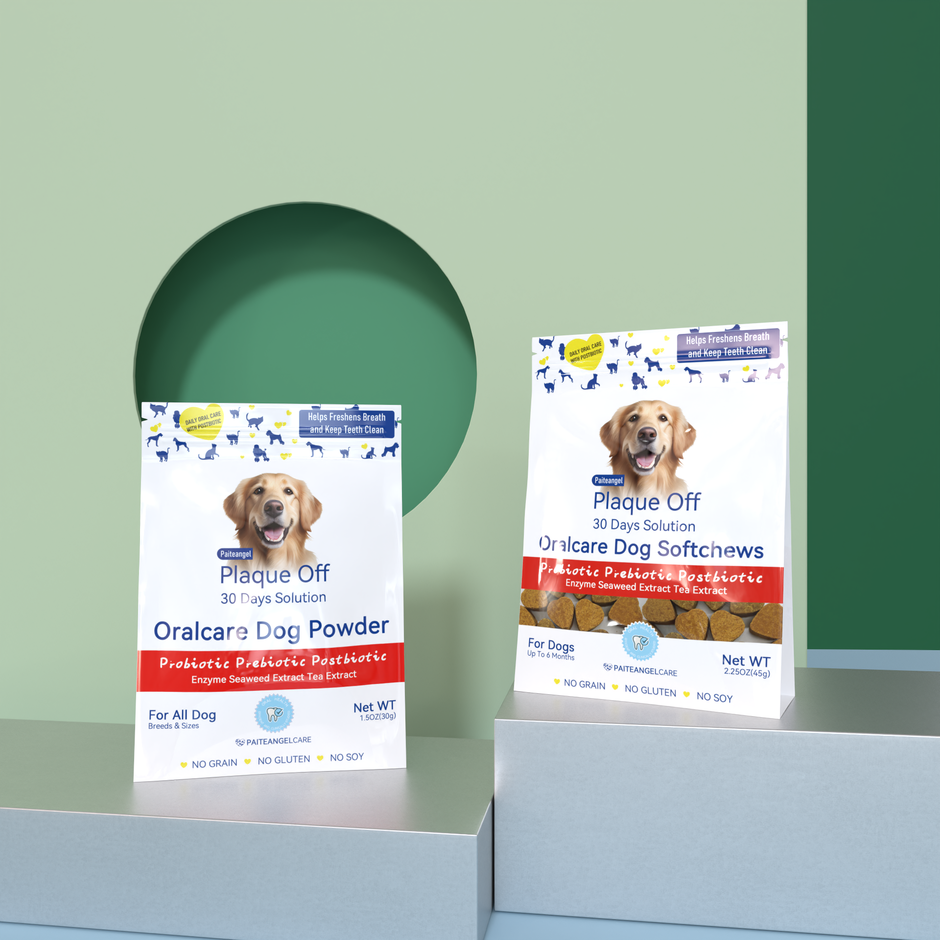 OEM Dog Breath Freshener Powder Pets PlaqueOff Powder Oral Care Supplement