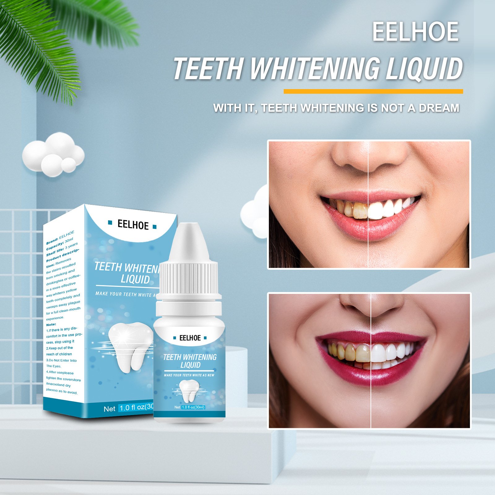 Remove yellow teeth black teeth cigarette stains freshen breath whiten and brigh tooth whitening liquid