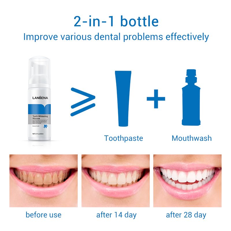 LANBENA Teeth Cleaning Whitening Foam Mousse Remove Teeth Stain Liquid Toothpaste