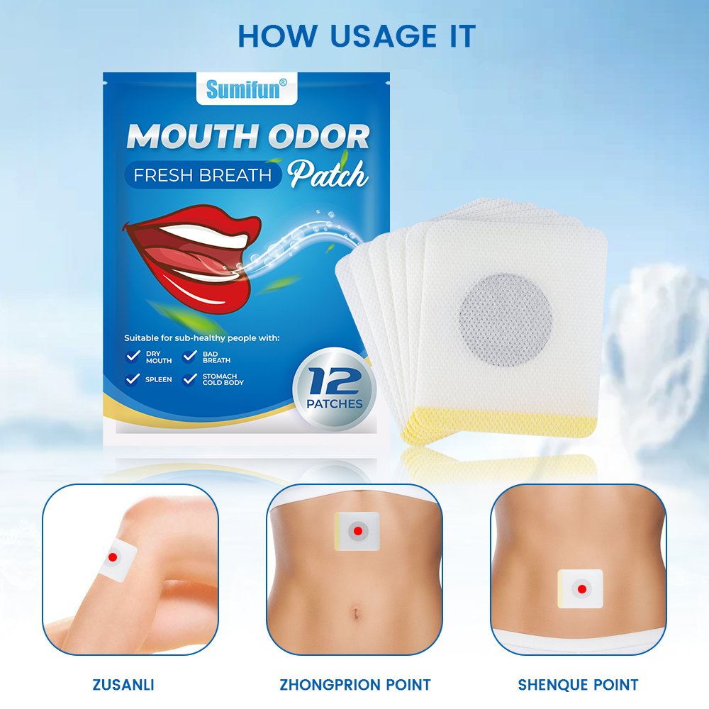 New Sumifun 12 Pieces Herbal Mouth Odor Freshener Patch Keep Breath Fresh Mouth Odor Removal Patch