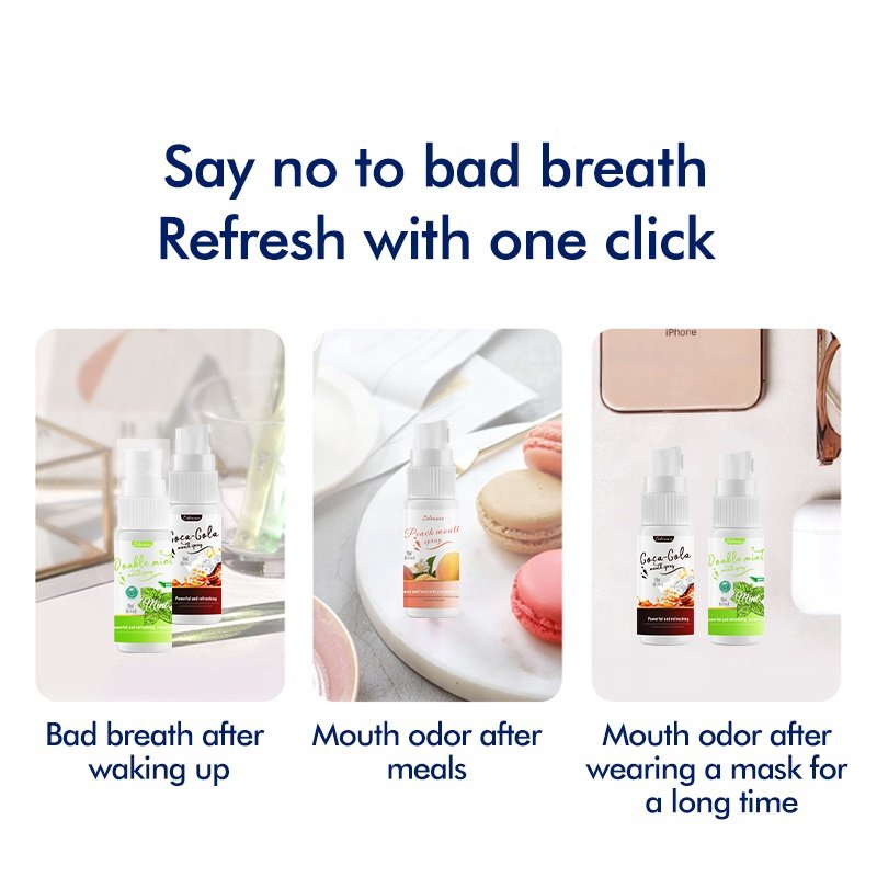 OEM Mouth Spray For Bad Breath Women Men Breath Fresheners Fruit Flavor Oral Spray For Travel Home Use