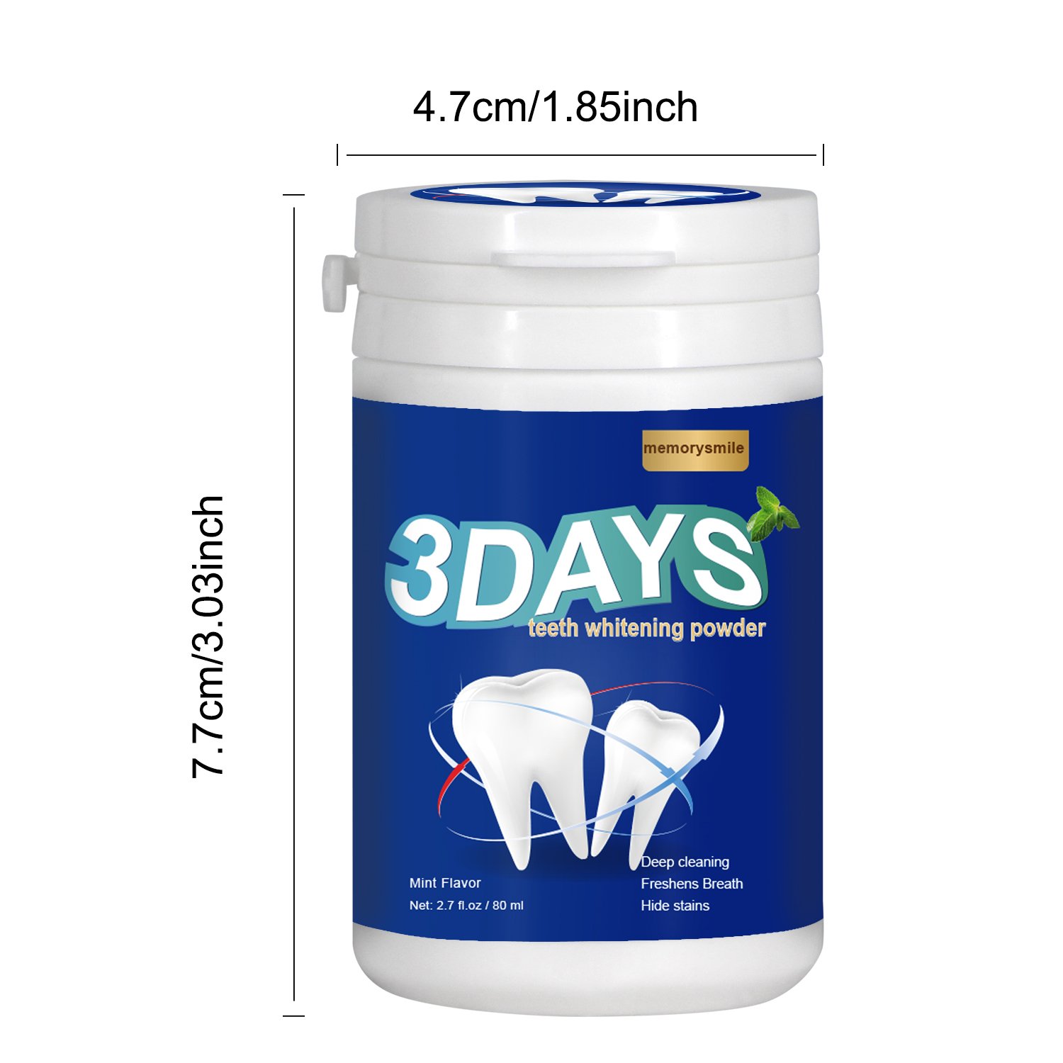 Private Label Teeth Whitening Powder 80ml Natural Mint Tooth Powder Whitening Breath Freshener Tooth Cleaning Powder