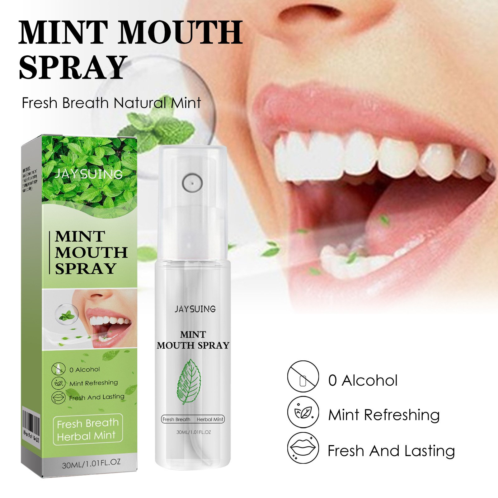 Fresh breath portable odorless mint flavor breath freshener spray mouth perfume